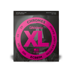 D'Addario ECB81S Chromes Flat Wound Short Scale 45-100 Bass String Set