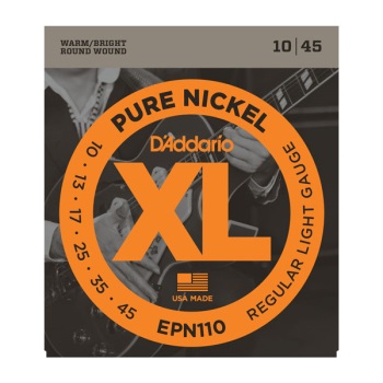 D'Addario EPN110 Pure Nickel Regular Light Electric Guitar String Set