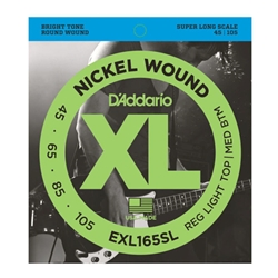 D'Addario EXL165SL XL 45-105 Super Long Scale Custom Light Gauge Electric Bass Guitar String Set
