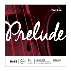 D'Addario J61034M Prelude Upright Bass String Set, 3/4 Scale, Medium Tension
