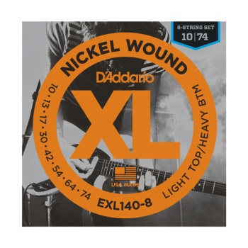 D'Addario EXL140-8 Nickel Wound Light Top/Heavy Bottom 8-String Electric Guitar String Set