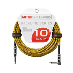 Gator CableWorks Backline Braided 10-foot Instrument Cable; GCWB-INS-10RABR