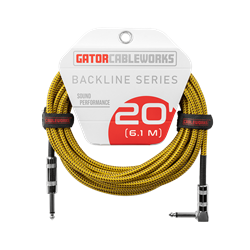 Gator CableWorks Backline Braided 20-foot Instrument Cable; GCWB-INS-20RABR